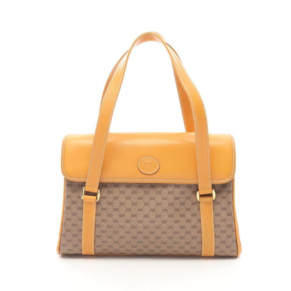 Gucci GG Tote Bag Canvas Leather Brown